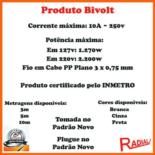 Imagem de Extensão Elétrica Bca c/ Suporte 3m com 3 Tomadas Radial