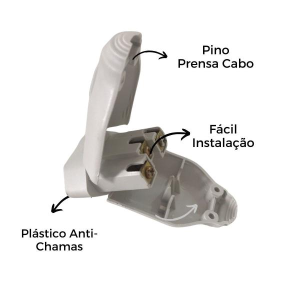 Imagem de Extensão Elétrica de Tomada 1 Metro 10A Reforçada Cabo PP 2x1,00mm² Universal Bivolt 110v 220v