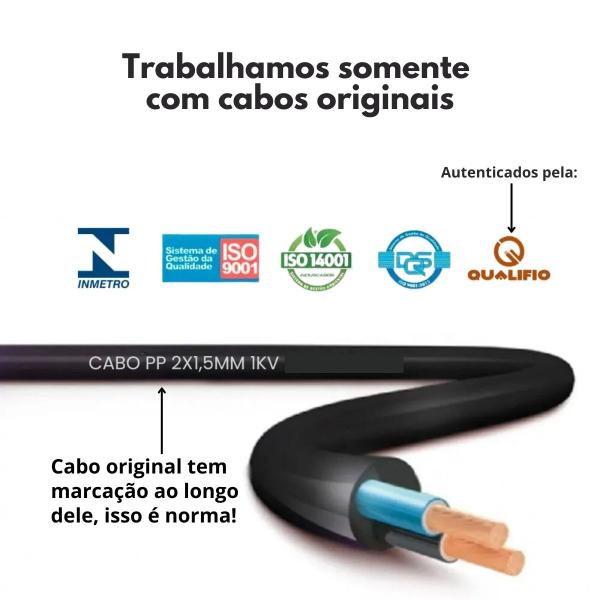 Imagem de Extensão Elétrica de Tomada 10 Metros 10A Reforçada Cabo PP 2x1,00mm² Universal Bivolt 110v 220v