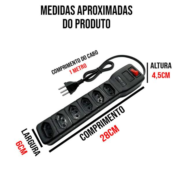 Imagem de Extensão elétrica filtro de linha 6 Tomada Multicraft Bivolt com proteção contra surto de energia