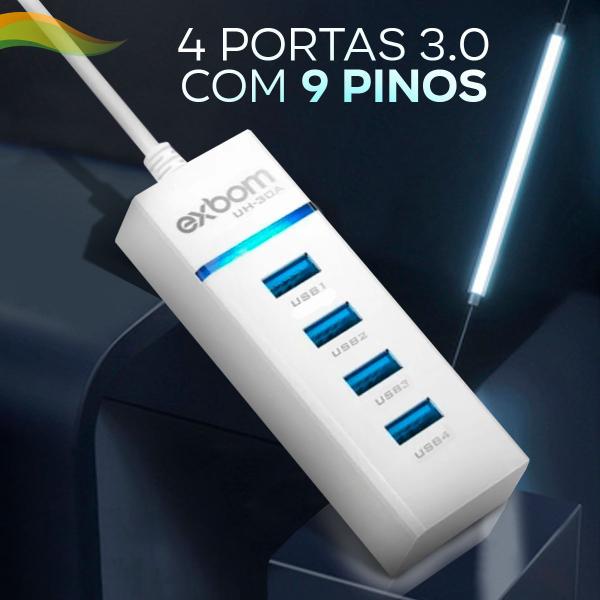 Imagem de Extensão Hub USB 4 Portas 3.0 High Speed PC Pen Drive HD