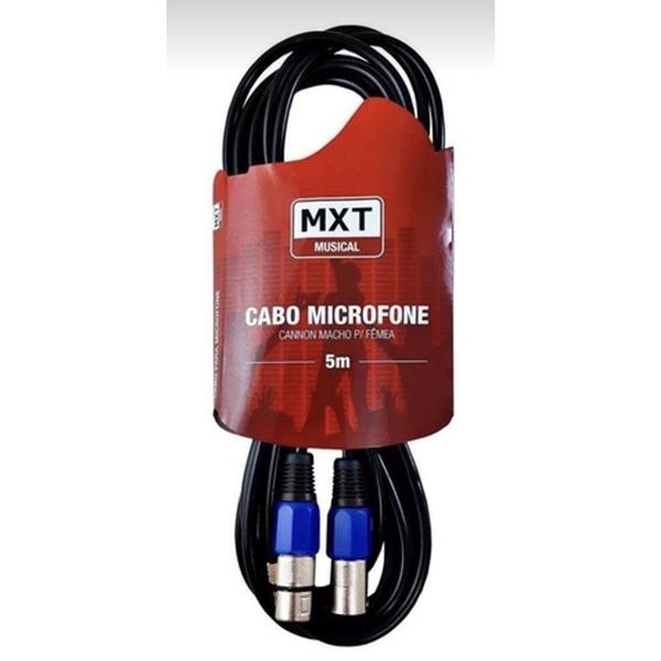 Imagem de Extensão Microfone MXT Cannon Macho para Cannon Fêmea 5 Metros