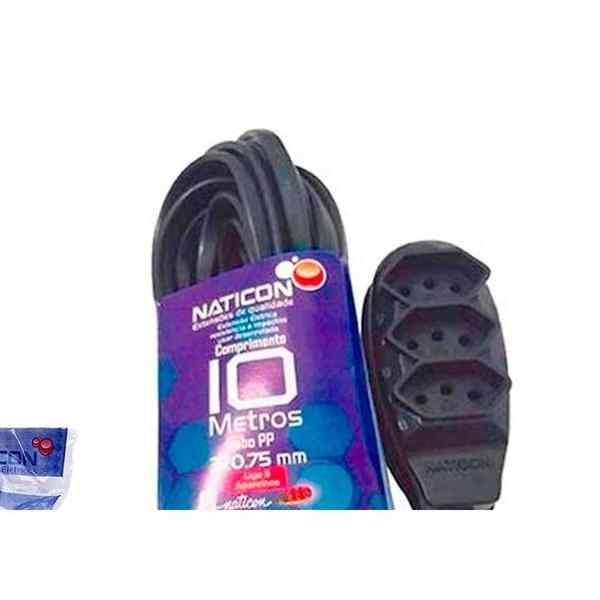 Imagem de Extensao Naticon Pp 2 Polos + Terra 0,75Mm Preta -10M