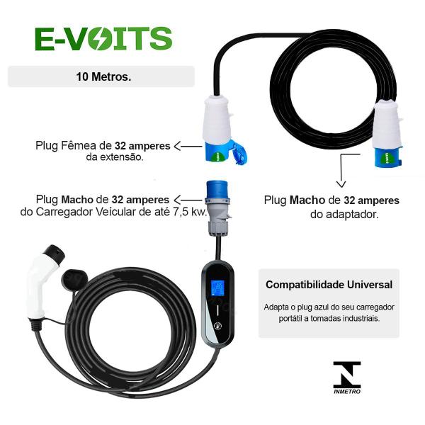 Imagem de Extensão Para Carregador Carro Elétrico 10m Cherry