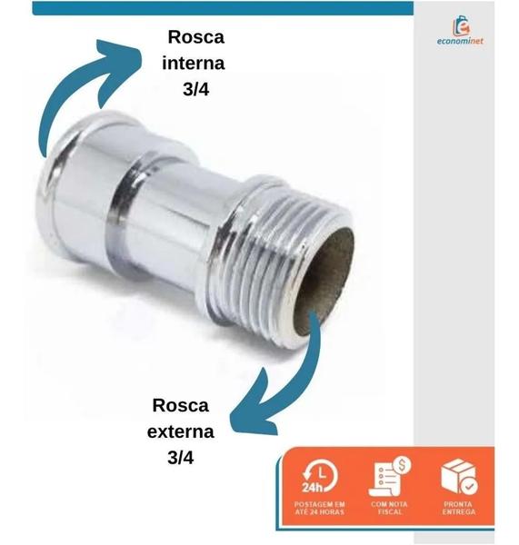 Imagem de extensao para torneira prolongador garden cromado 3/4 polegada curta