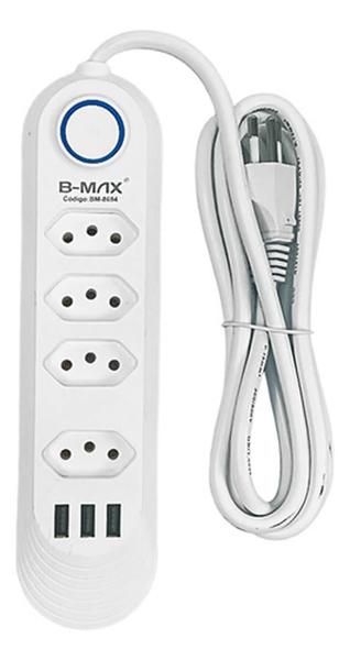 Imagem de Extensão Régua de Tomada Energia 4 Tomadas 3 USB Carregador de Celular Cabo de 2 metros Bivolt 110v 220v 2500W 10A