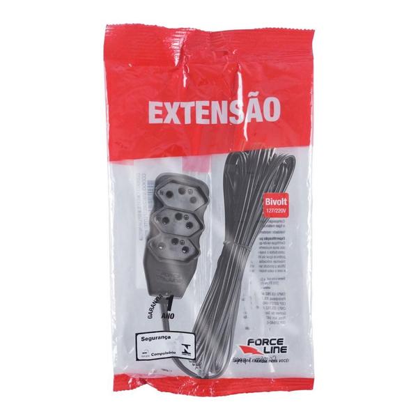 Imagem de Extensão Tripolar Slim 1 Metro Preto Force Line