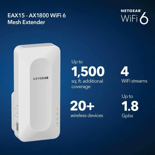 Imagem de Extensor Alcance Netgear Wifi 6 Mesh Velocidade Até 1,8 Gbps