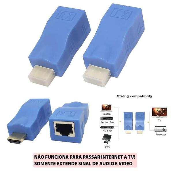 Imagem de Extensor Conversor Hdmi Via 1 Cabo Rede Rj45 4k 30m Cat5e/6