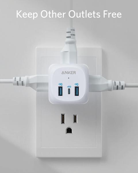 Imagem de Extensor de saída Anker 321 com 3 tomadas e carregador USB C de 20 W x2