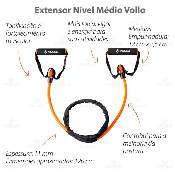 Imagem de Extensor Elástico Nível Médio Melhora Condicionamento Físico e Postura Vollo