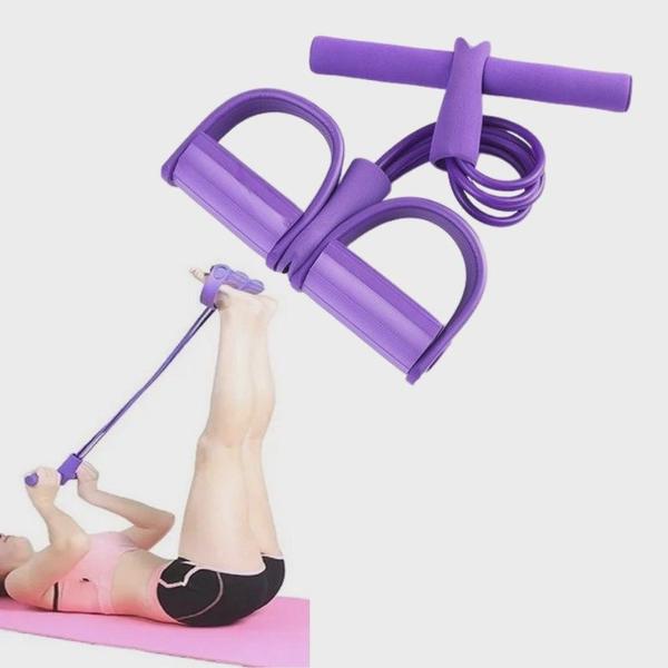 Imagem de Extensor Elástico para Exercícios em casa Treino Pilates Yoga Ginástica Funcional Roxo