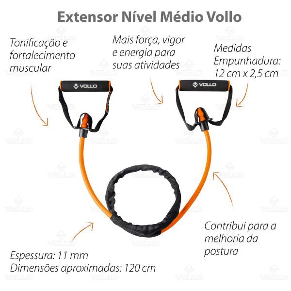 Imagem de Extensor Elástico Tensão Treino Braço Peito Musculação Vollo