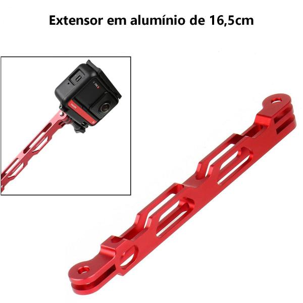 Imagem de Extensor em Alumínio para Câmeras GoPro e Similares - Vermelho