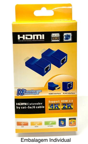 Imagem de Extensor Hdmi 30m Metros Via Cabo De Rede Rj45 Cat5e/6