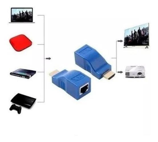 Imagem de Extensor Hdmi 3D 30 Metros Via 1 Cabo De Rede Rj45 Cat5E/6