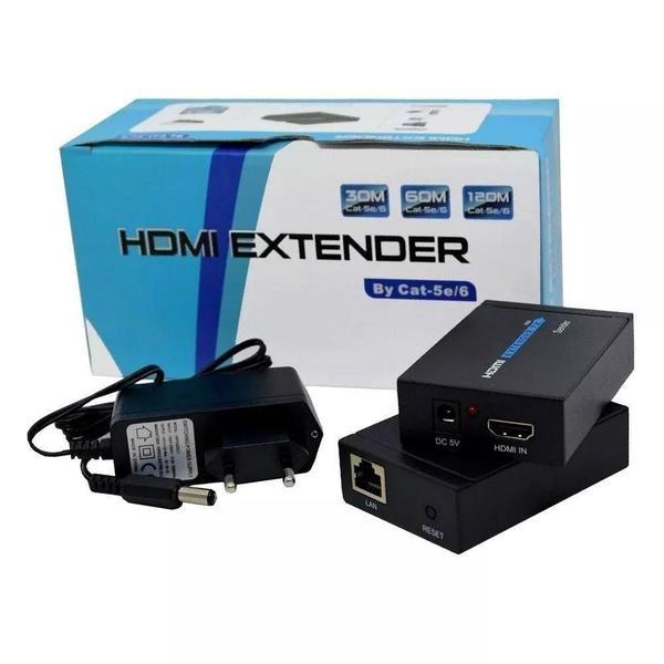 Imagem de Extensor Hdmi 60 Metros X Rj45 Cat5/ Cat6 3D 1080P Bivolt