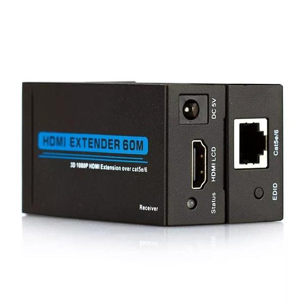 Imagem de Extensor Hdmi 60 Metros X Rj45 Cat5/ Cat6 3D 1080P Bivolt