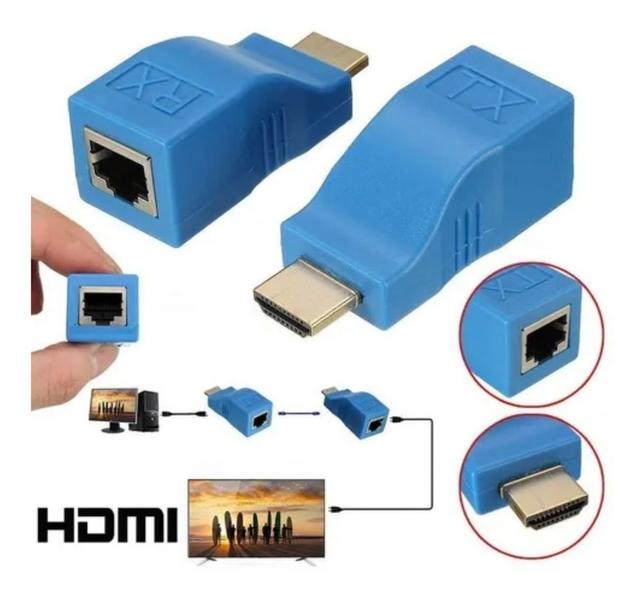 Imagem de Extensor Hdmi Até 30metros Via Cabo Rede Rj45 Cat5e/6 Cobre