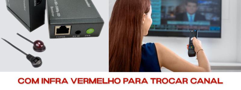 Extensor Hdmi Cabo de Rede Rj45 Com Sensor Ir E 2 Saidas TV 1080p - Smartplus Imagem de Extensor Hdmi Cabo de Rede Rj45 Com Sensor Ir E 2 Saidas TV 1080p