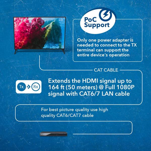 Extensor HDMI OREI 4K sobre Ethernet CAT5/CAT6/CAT7 50m Imagem de Extensor HDMI OREI 4K sobre Ethernet CAT5/CAT6/CAT7 50m