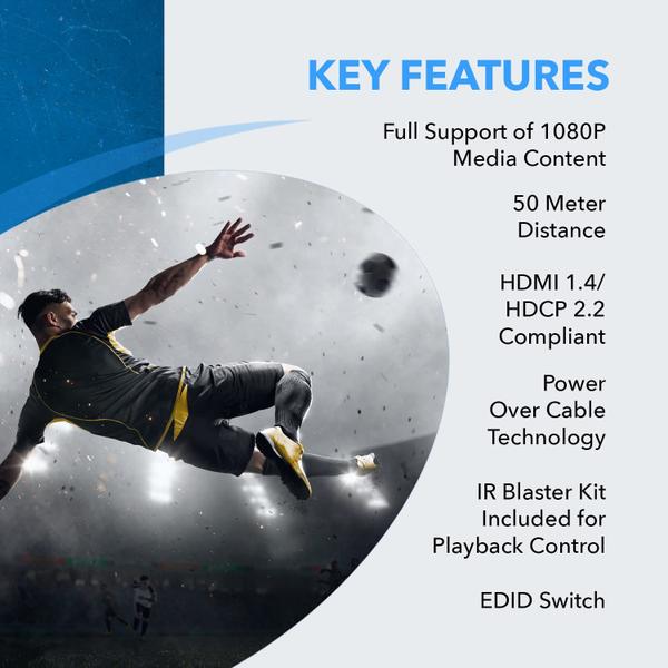 Extensor HDMI OREI 4K sobre Ethernet CAT5/CAT6/CAT7 50m Imagem de Extensor HDMI OREI 4K sobre Ethernet CAT5/CAT6/CAT7 50m