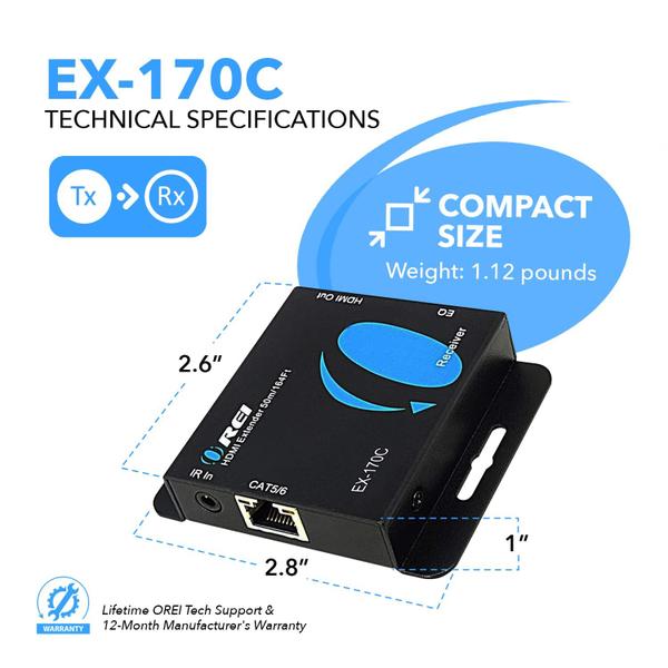 Extensor HDMI OREI 4K sobre Ethernet CAT5/CAT6/CAT7 50m Imagem de Extensor HDMI OREI 4K sobre Ethernet CAT5/CAT6/CAT7 50m