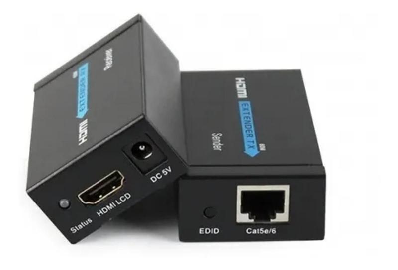 Imagem de Extensor Hdmi Rj45 60M 60 Metros Adaptador Cabo Rede Cat