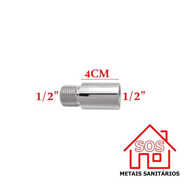 Imagem de Extensor Para Torneiras Médio De 1/2 Latão Cromado CÓD. 205