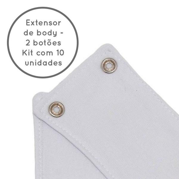 Imagem de Extensor Prolongador Uso Body Bebe Baby Deluxe Branco 2 Botoes kit 10 Unidades Enxoval Menino Menina