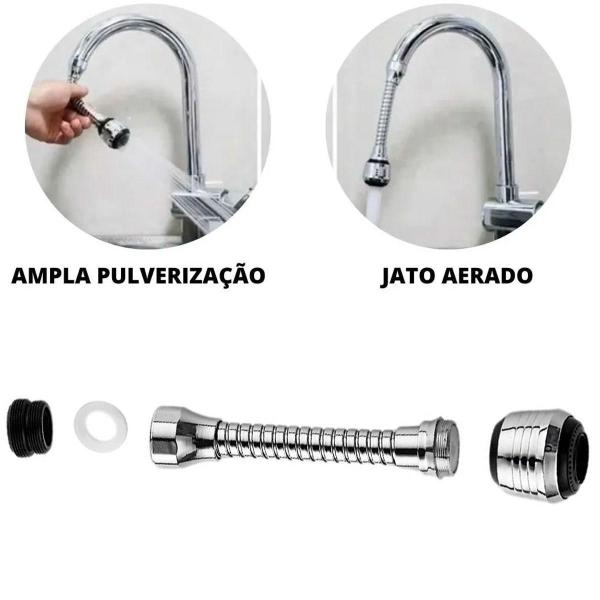 Imagem de Extensor Torneira 360 Adaptador Flexível Cozinha Banheiro