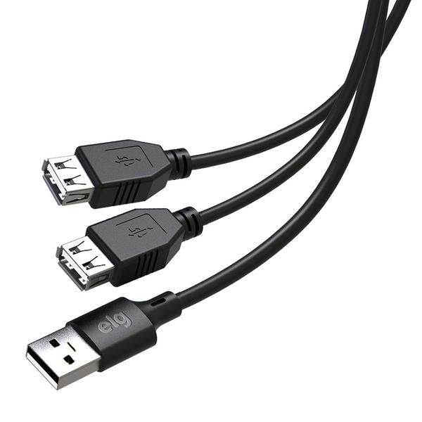 Imagem de Extensor USB 2.0 Y 1 Porta Macho e 2 Portas Fêmea 1,5m - ELG