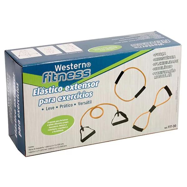 Imagem de Extensores Elásticos Exercícios Fitness Kit C/3 Extensores Western