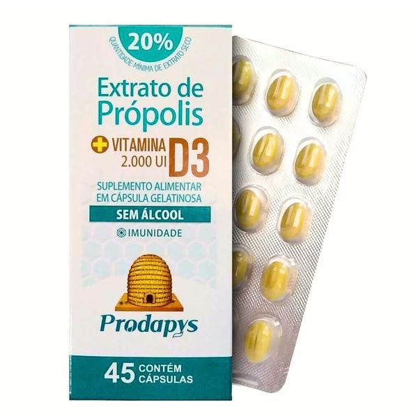 Imagem de Extrato de Própolis com Vitamina D3 2000 Ui com 45 Cápsulas Kit com 3