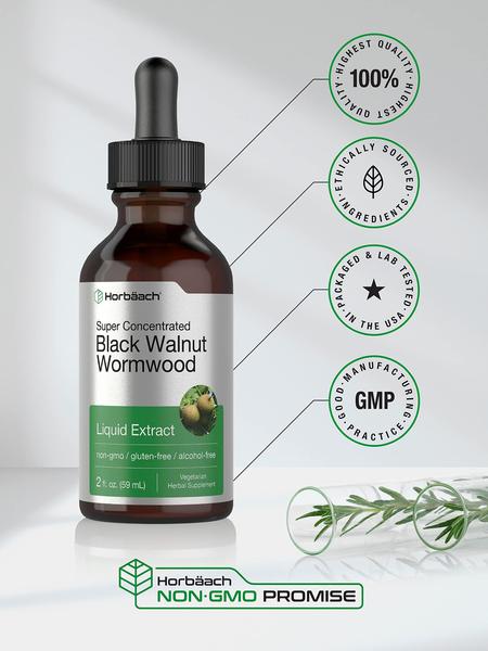 Imagem de Extrato líquido de wormwood de nozes pretas  2 oz   de Tintura Livre de Álcool  vegetariana, não-OGM & Sem Glúten por Horbaach