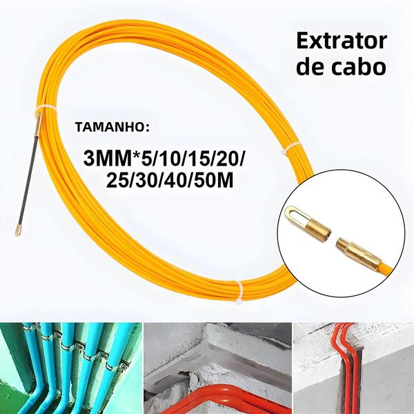 Imagem de Extrator De Cabo De Fibra De Vidro 3mm 5m-50m Eletricista Fita Conduíte Duto Fio Threader Guia De