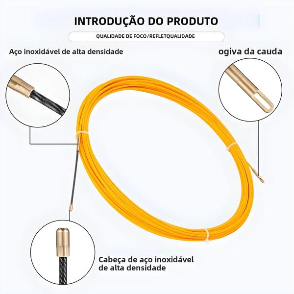 Imagem de Extrator De Cabo De Fibra De Vidro 3mm 5m-50m Eletricista Fita Conduíte Duto Fio Threader Guia De