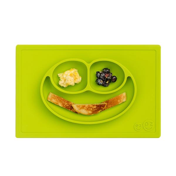 Imagem de ez pz Happy Mat (Limão) Nova Versão - Placa de sucção de silicone 100% com placemat embutido para crianças + pré-escolares - Placa dividida - Dishwasher Safe, 14x9x1 Polegada (Pacote de 1)