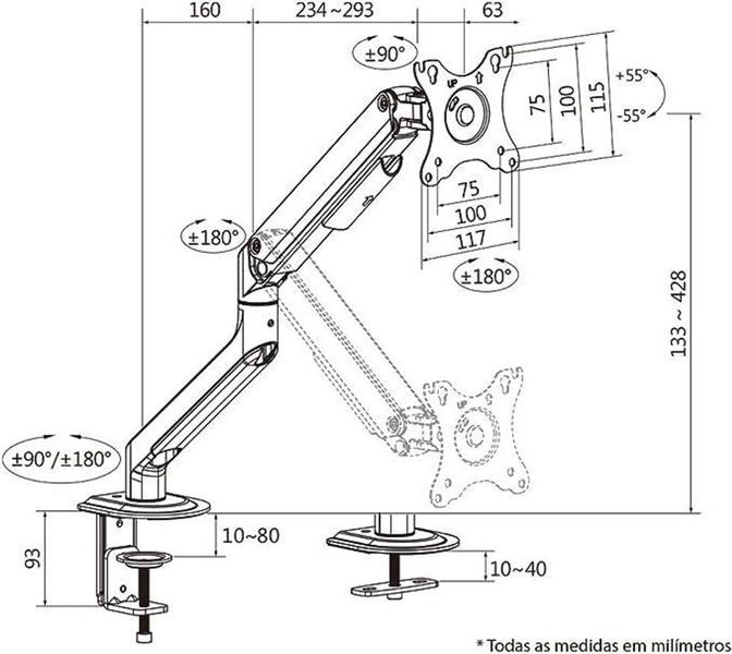 Imagem de F82LG - SUPORTE MULTIARTICULADO Prata - ELG