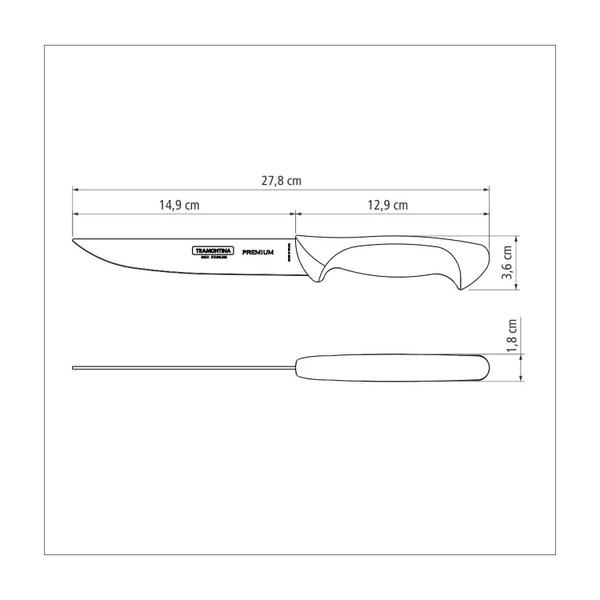 Imagem de Faca Aço Inox de Desossar Carne 6 Tramontina Profissional Cabo Plástico Branco