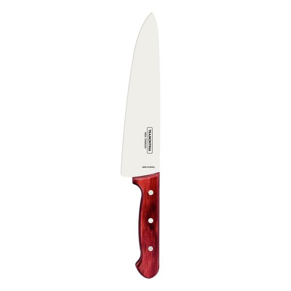 Imagem de Faca Aço Inox Para Churrasco 10 Tramontina 40cm Cabo de Madeira Polywood Vermelho