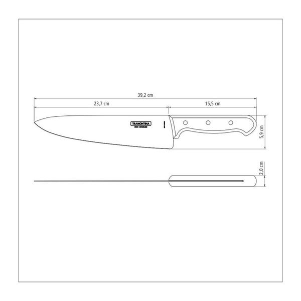 Imagem de Faca Aço Inox Para Churrasco 10 Tramontina 40cm Cabo de Madeira Polywood Vermelho