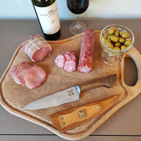 Faca Chef 7' Artesanal Full Tang Aço Inox Cabo Madeira Imbuia Churrasco Zanline Laminada - Facas Zanline Imagem de Faca Chef 7' Artesanal Full Tang Aço Inox Cabo Madeira Imbuia Churrasco Zanline Laminada