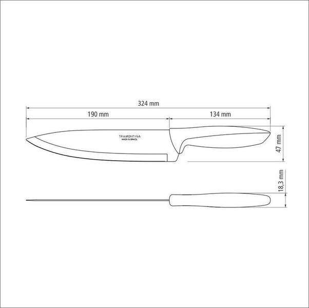 Imagem de Faca chef 8 plenus preto - lamina de aco inox e cabo de polipropileno