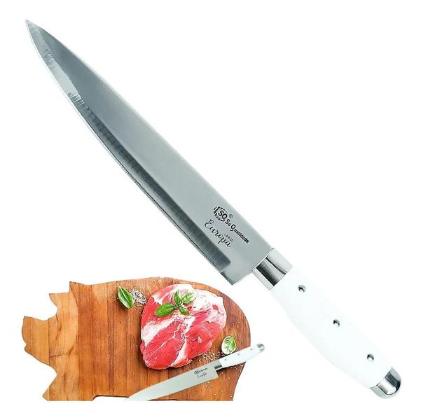 Imagem de Faca Chef Inox Linha Europa Cabo Branco 7'' Pol - SQ