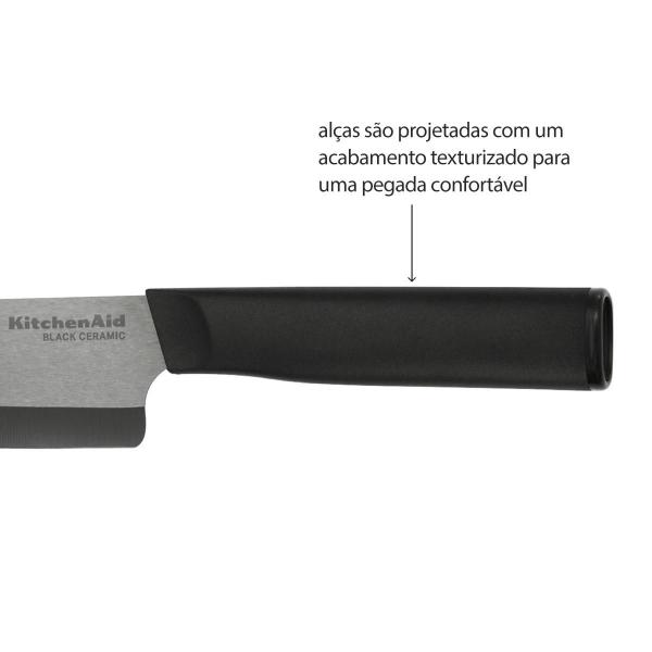 Imagem de Faca Chef Preta Cerâmica com Capa Protetora 8" KitchenAid