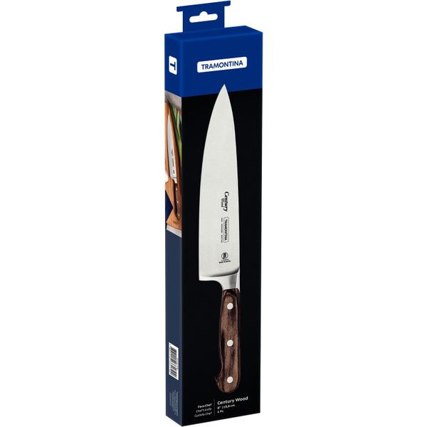 Imagem de Faca Chef Tramontina Aço Inox Century Wood 8'' Castanho