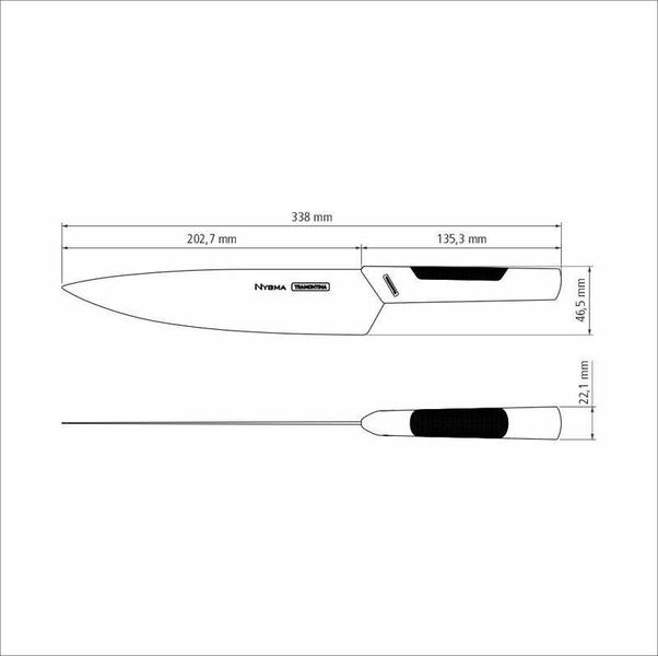 Faca chef tramontina nygma com lâmina em aço inox e cabo de polipropileno texturizado preto 8 Imagem de Faca chef tramontina nygma com lâmina em aço inox e cabo de polipropileno texturizado preto 8