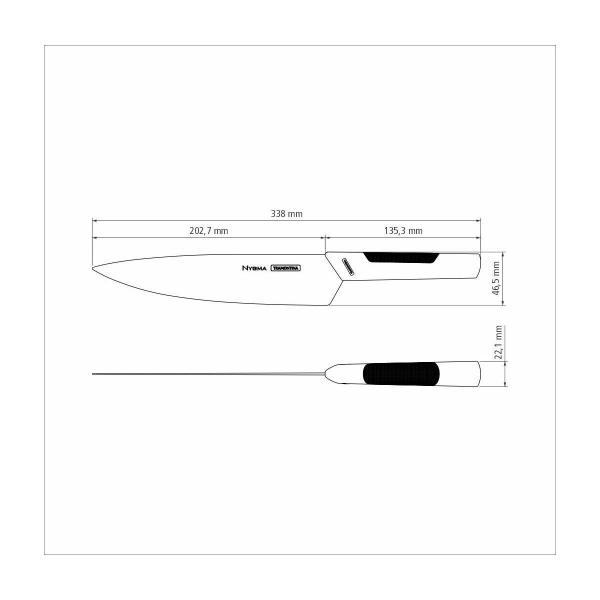 Imagem de Faca Chef Tramontina Nygma Inox Cabo Texturizado Preto 8"