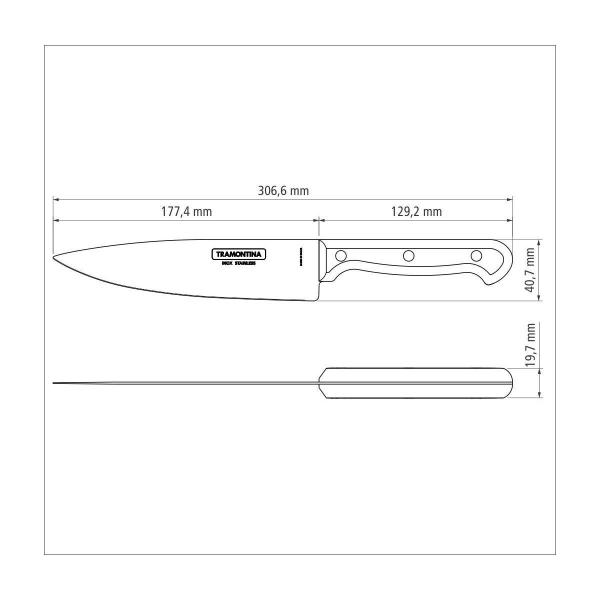 Imagem de Faca Chef Tramontina Ultracorte com Lamina em Aço Inox e Cabo de Polipropileno Preto 7"